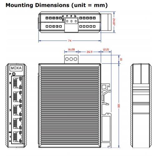 MOXA Unmanaged Industrial Ethernet Switch, 5 Port, EDS-205 (19006001)-3