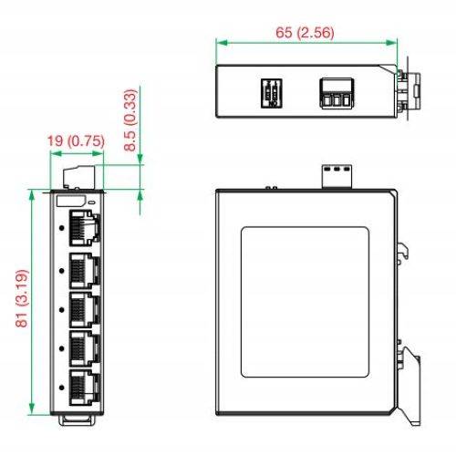 Unmanaged Fast-Ethernet-Switch 5x 10/100BaseT(X)-Ports (Betriebstemperatur -10 bis 60°C) EDS-2-4