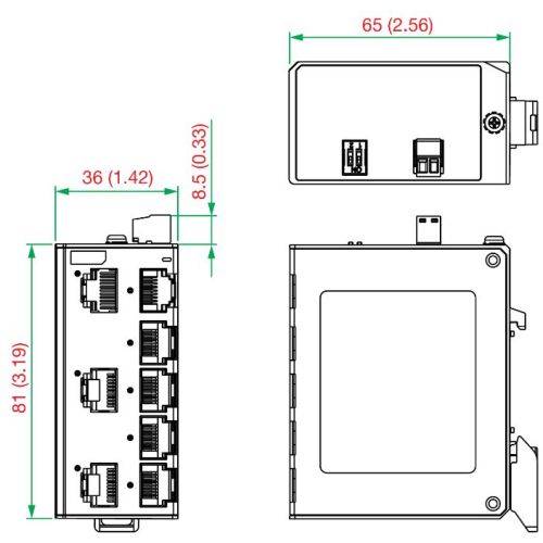Unmanaged Fast-Ethernet Switch 8x 10/100BaseT(X)-Ports (Betriebstemperatur -10 bis 60°C) EDS-2-4