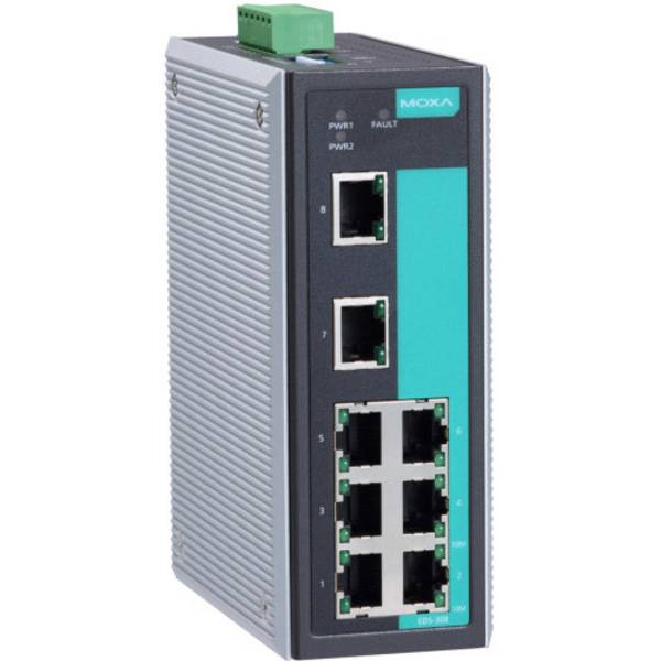 8-Port-Ethernet-Switch (unmanaged) 10 / 100BaseT (X) -Anschlüssen & Relaisausgangswarnung EDS-