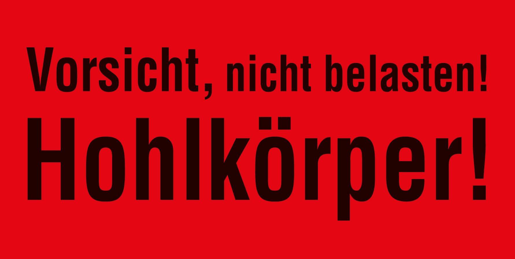 Warnetiketten, 145 x 70 mm, aus Papier, mit Aufdruck, "Vorsicht Hohlkörper"-1