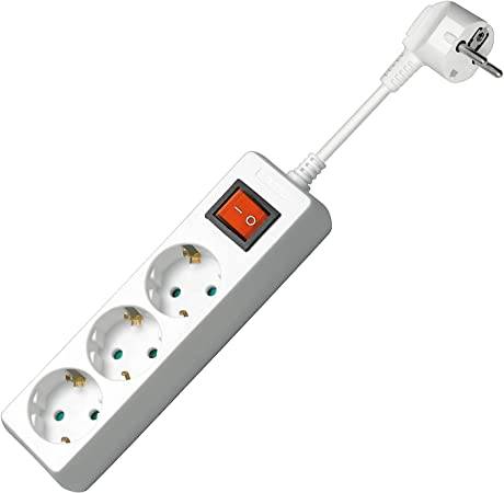 Goobay 51083 Steckdosenleiste mit Schalter zum Energiesparen, 3 fach Steckdose mit Überspannungsschutz, 3.0 m Kabel-0