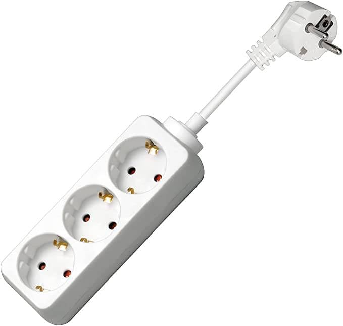 Goobay 51075 Steckdosenleiste mit 45° Steckplätzen, 3500 W, 3er Mehrfachsteckdose, 3 fach Steckdose, 3.0 m Kabel, Weiß-0