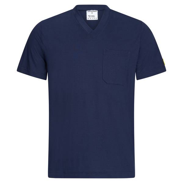 ESD-T-Shirt mit Brusttasche, V-Ausschnitt, 150g/m², marineblau, S