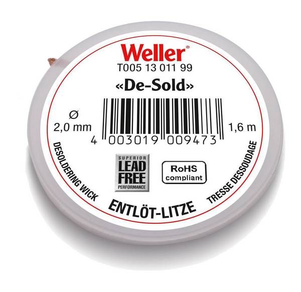 Entlötlitze, 2 mm, bleifrei, 1,6 m
