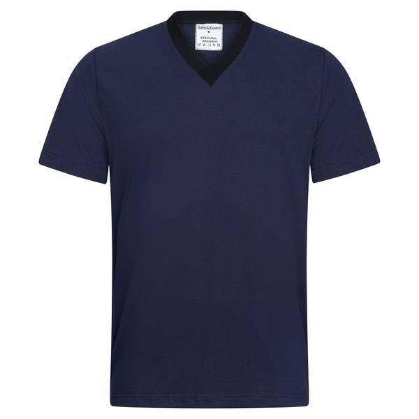 ESD-T-Shirt, V-Ausschnitt, 150g/m², navyblau/schwarz, L