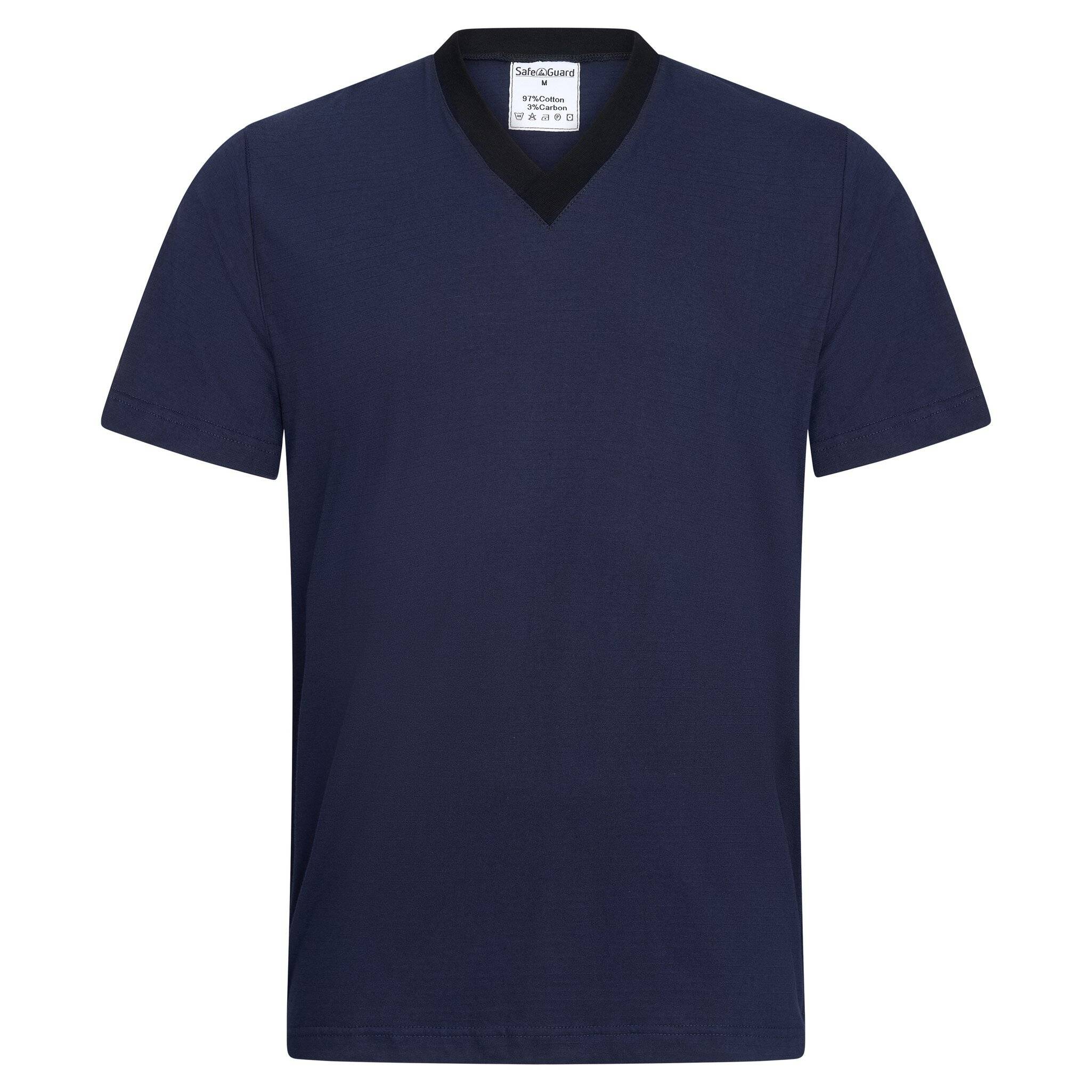 ESD-T-Shirt, V-Ausschnitt, 150g/m², navyblau/schwarz, L-0