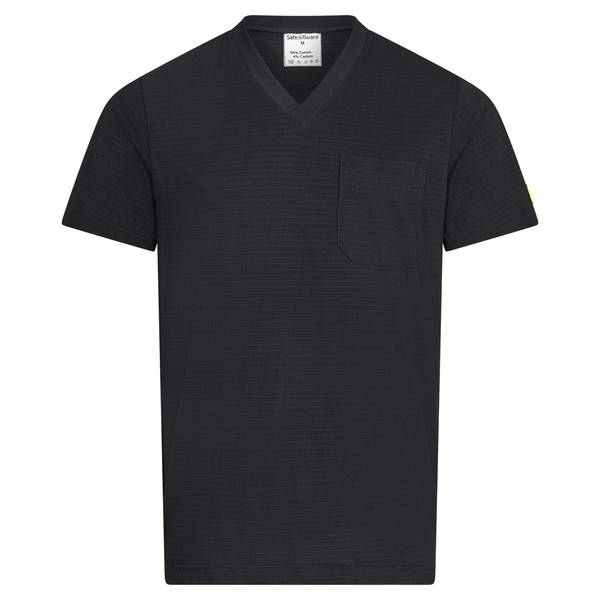 ESD-T-Shirt mit Brusttasche, V-Ausschnitt, 150g/m², schwarz, L