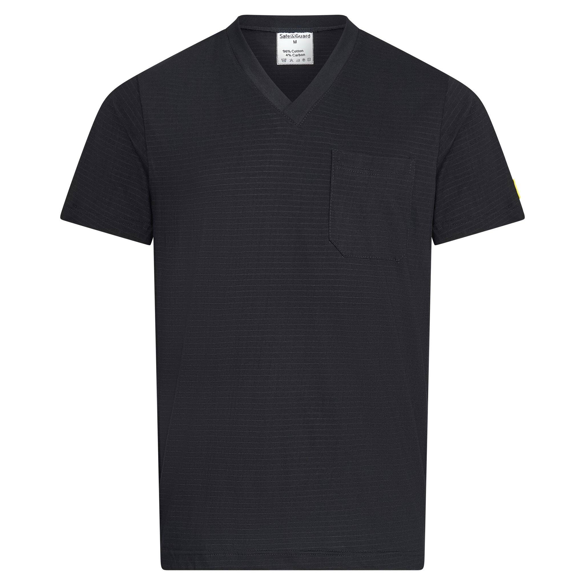 ESD-T-Shirt mit Brusttasche, V-Ausschnitt, 150g/m², schwarz, L-0