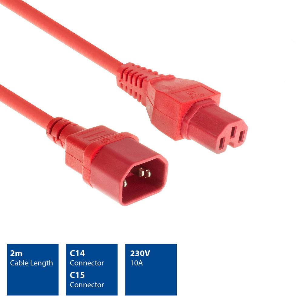ACT AK5308 Netzkabel Netzkabel C14 - C15 | rot | 2 Meter-1