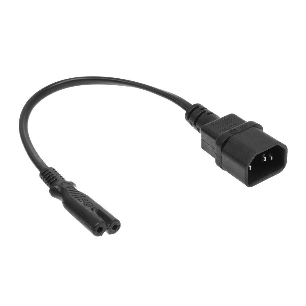ACT AK5248 Netzkabel Stromkabel C14 - C7 | Schwarz | 20 cm-2