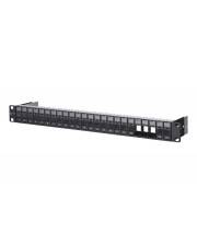 METZ CONNECT Schalttafelzubehör Keystone 19 Zoll Modulträger 1HE 24 Port schwarz unbestückt ungeschirmt-0