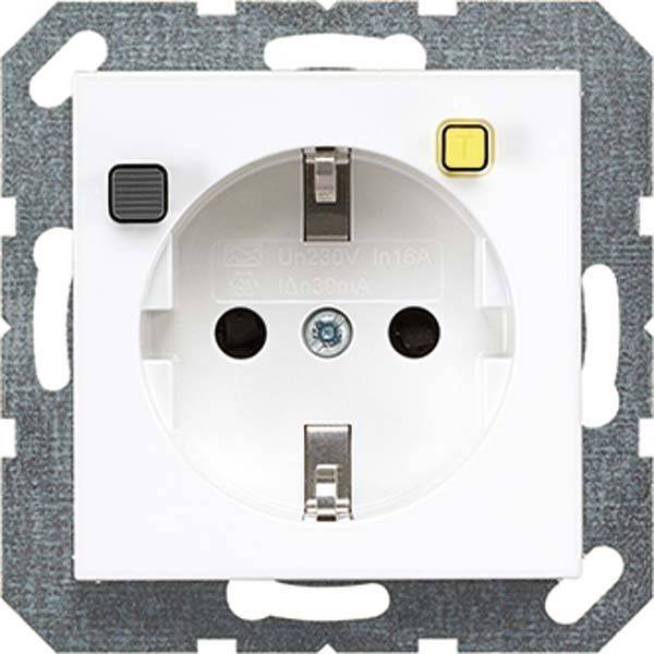 Jung A5520.30WW FI-SCHUKO Steckdose (RCD) 16A 250V m.Berührungsschutz alpinweiß-0