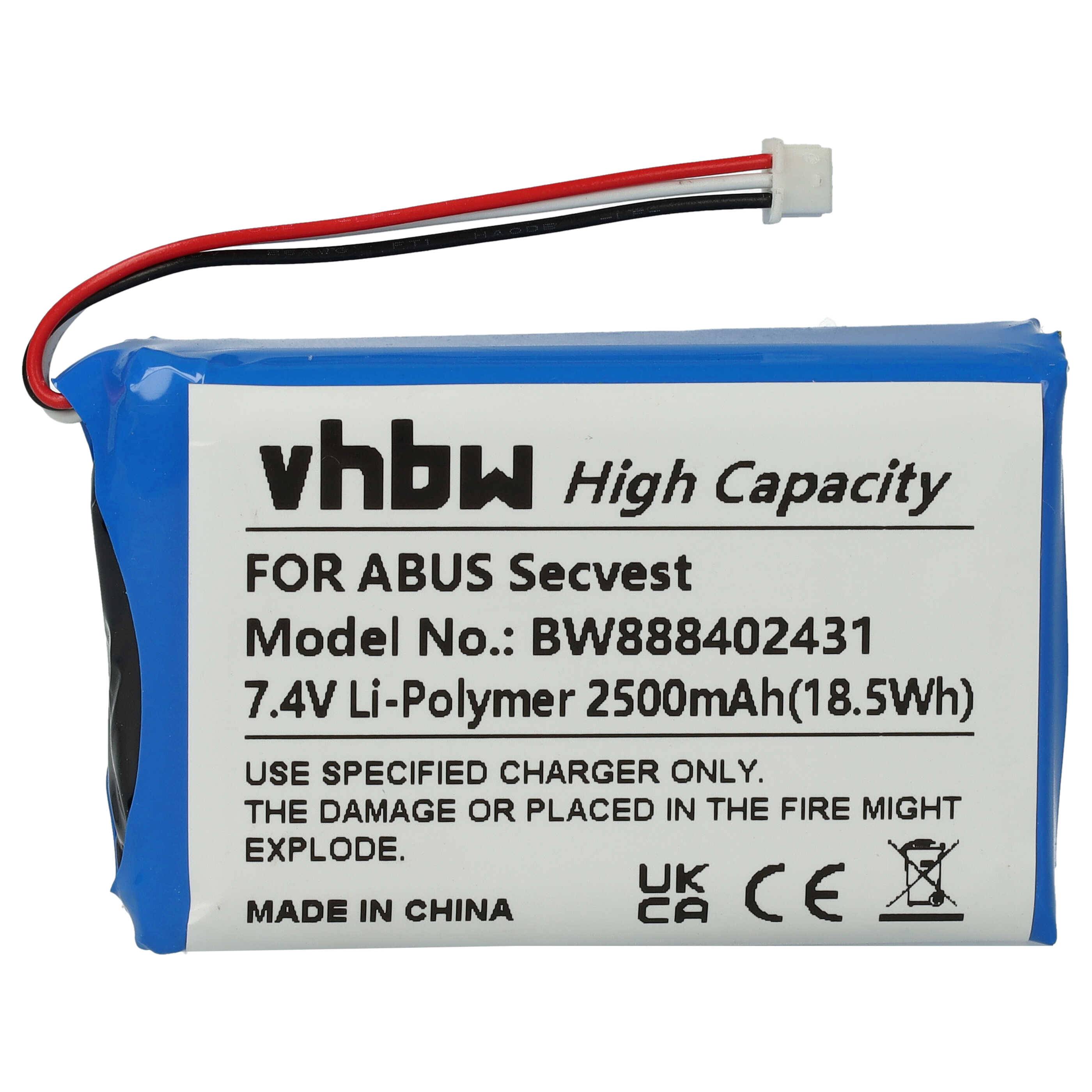 vhbw Akku kompatibel mit ABUS Secvest FUAA50600 | FUAA50xxx Alarmanlage, Alarmsystem (2500mAh, 7,4V, Li-Polymer)-0