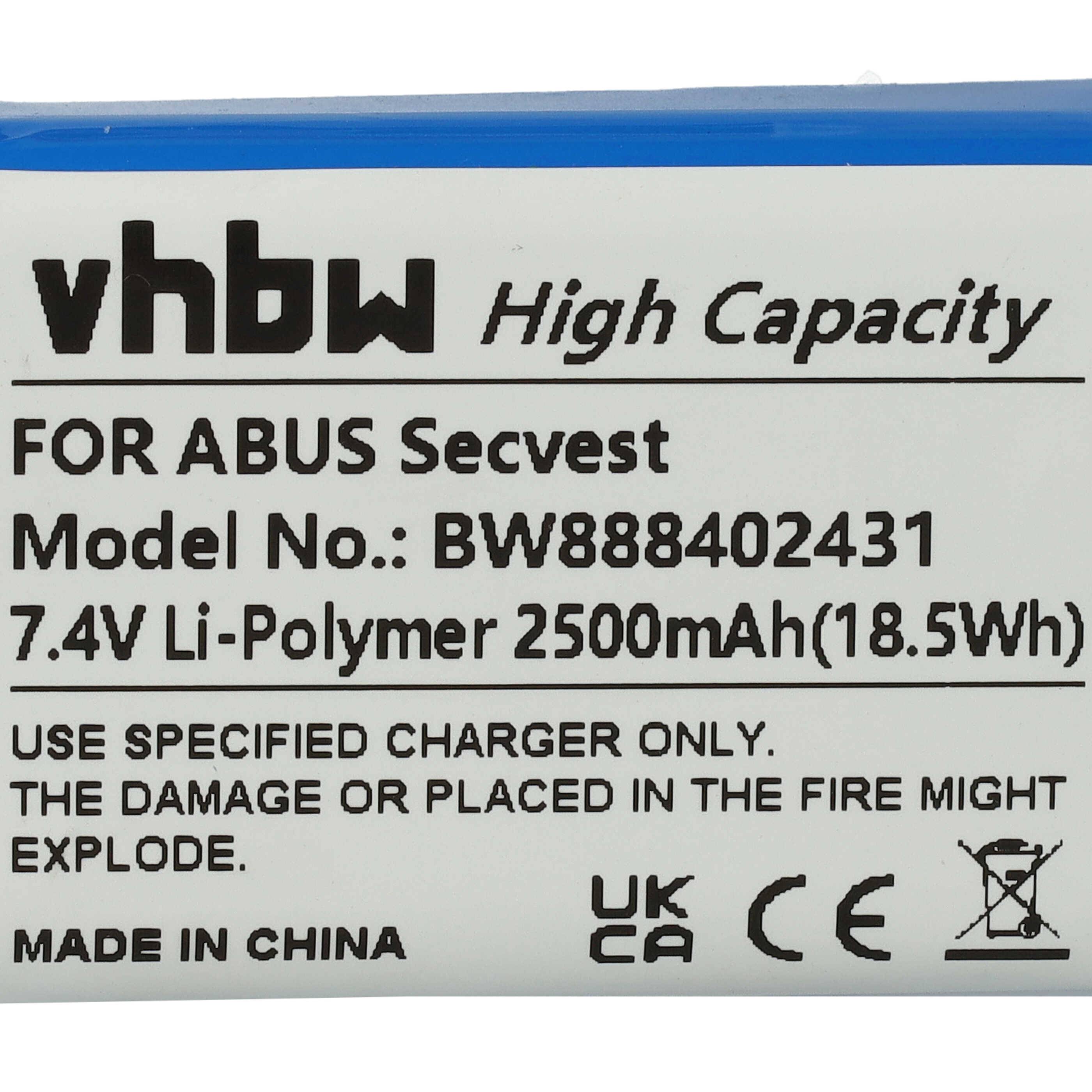 vhbw Akku kompatibel mit ABUS Secvest FUAA50600 | FUAA50xxx Alarmanlage, Alarmsystem (2500mAh, 7,4V, Li-Polymer)-4