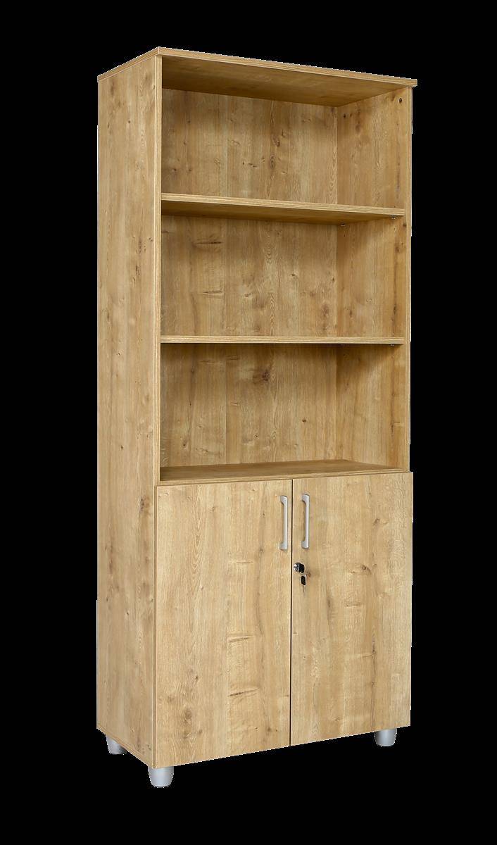 Aktenregalschrank, oben offen, 80 cm x 40 cm x 190 cm, Saphir Eiche Dekor-1