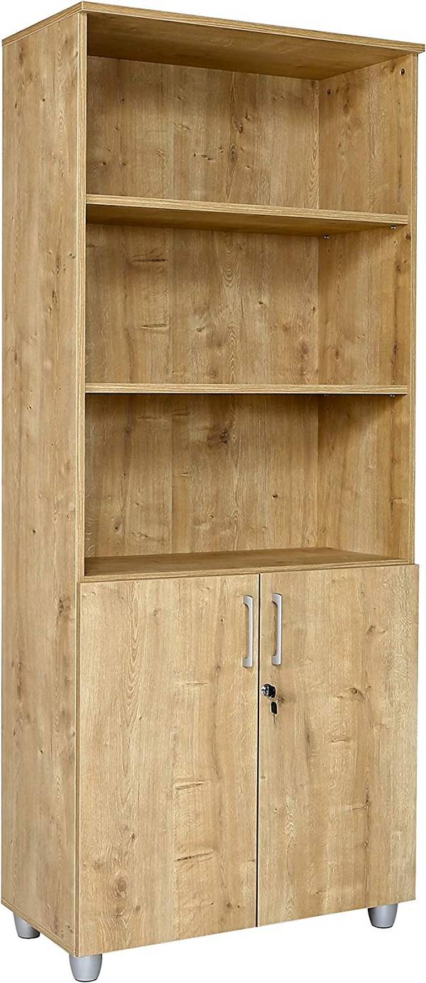 Aktenregalschrank, oben offen, 80 cm x 40 cm x 190 cm, Saphir Eiche Dekor