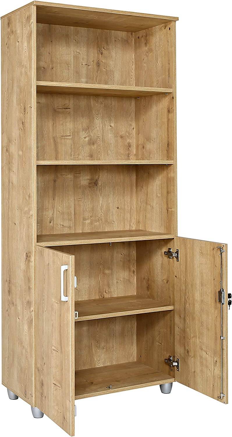 Aktenregalschrank, oben offen, 80 cm x 40 cm x 190 cm, Saphir Eiche Dekor-4