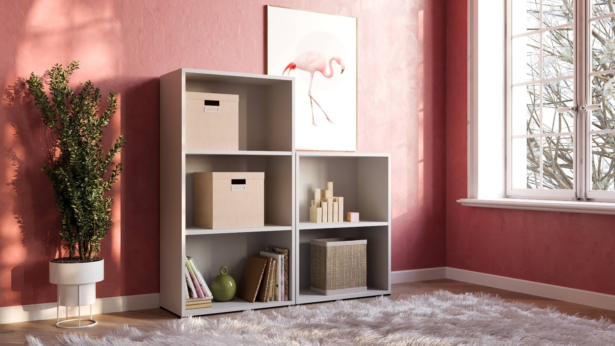 Bücherregal mit 3 Fächern, weiß, 30x24x80 cm-1