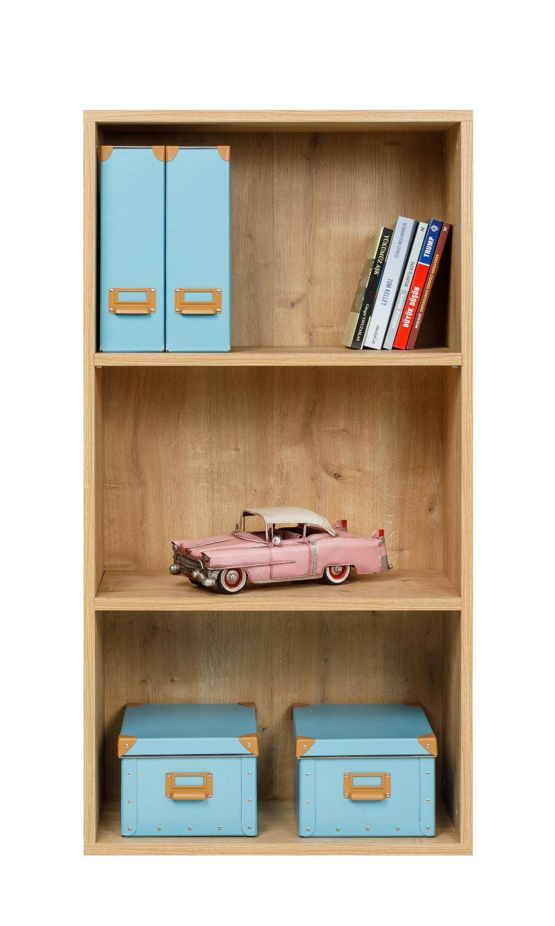 Bücherregal mit 3 Fächern, Saphir Eiche Dekor, 30x24x80 cm-1