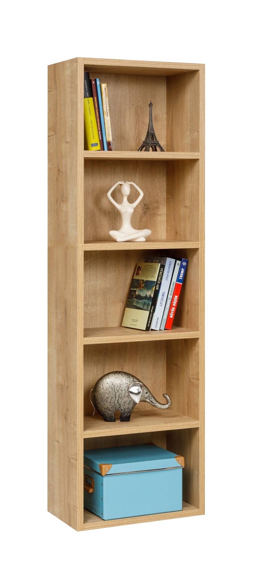 Bücherregal mit 5 Fächern, Saphir Eiche Dekor, 40x24x132 cm-4