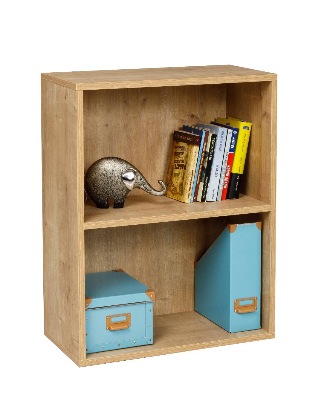 Breites Bücherregal mit 2 Fächern, Saphir Eiche Dekor, 60x31x77 cm-1