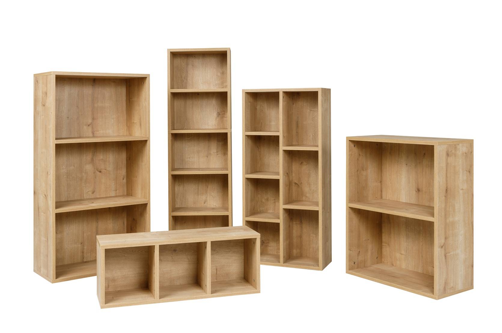 Breites Bücherregal mit 2 Fächern, Saphir Eiche Dekor, 60x31x77 cm-3