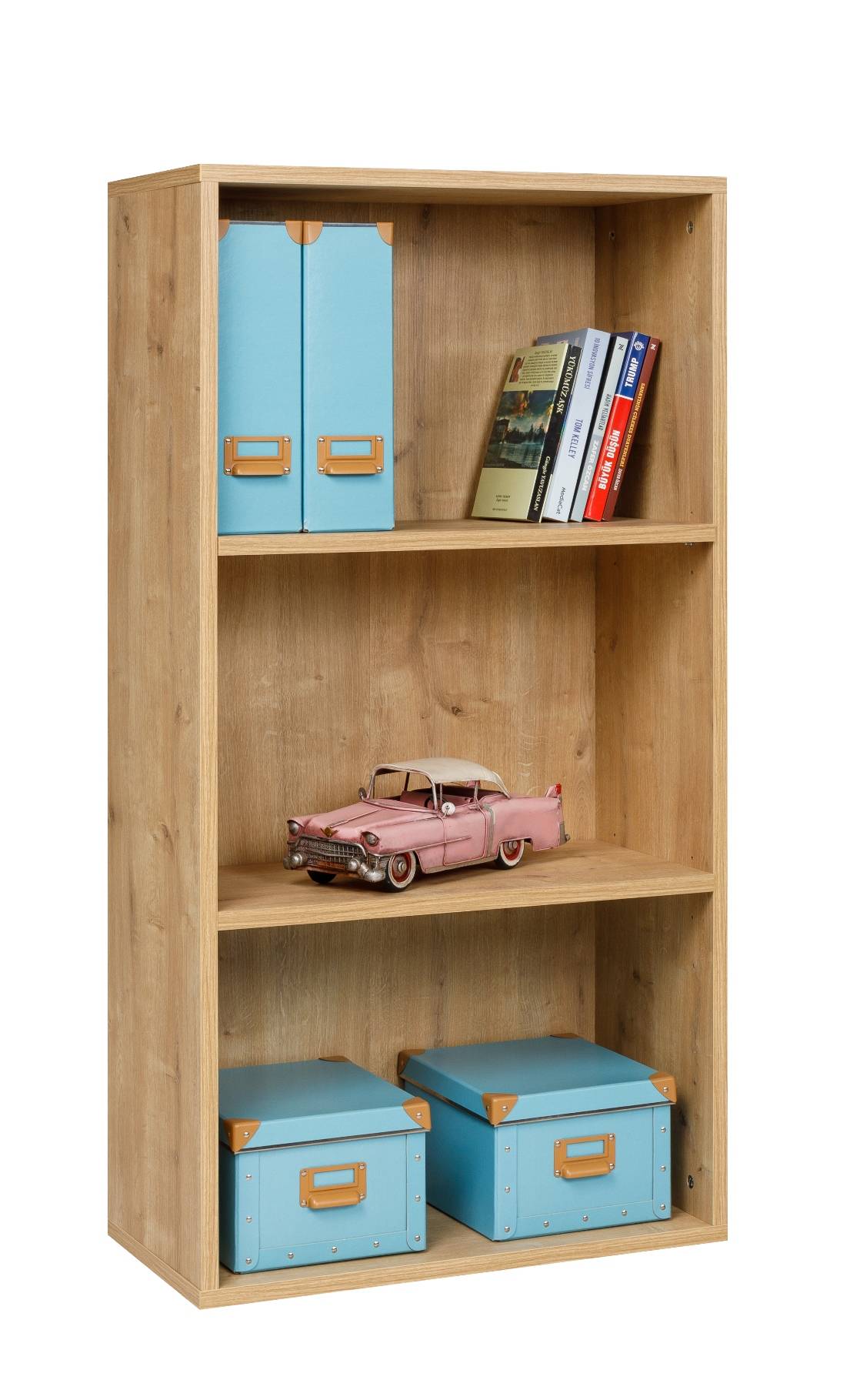 Bücherregal mit 3 Fächern, Saphir Eiche Dekor, 30x24x80 cm-4
