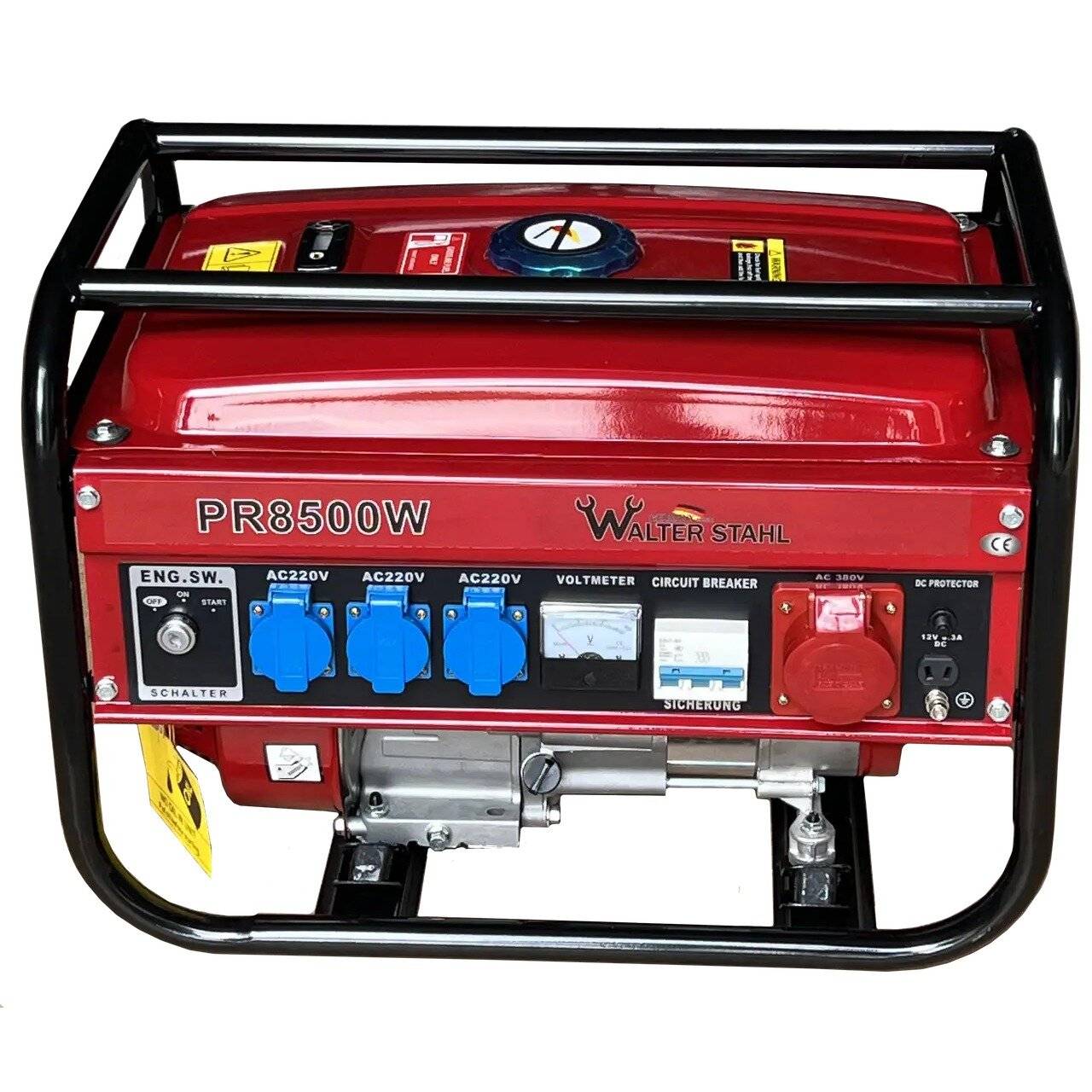 Walter Stahl Benzin Stromgenerator Notstromgenerator PT8500W Starkstrom, 3x Schuko-0