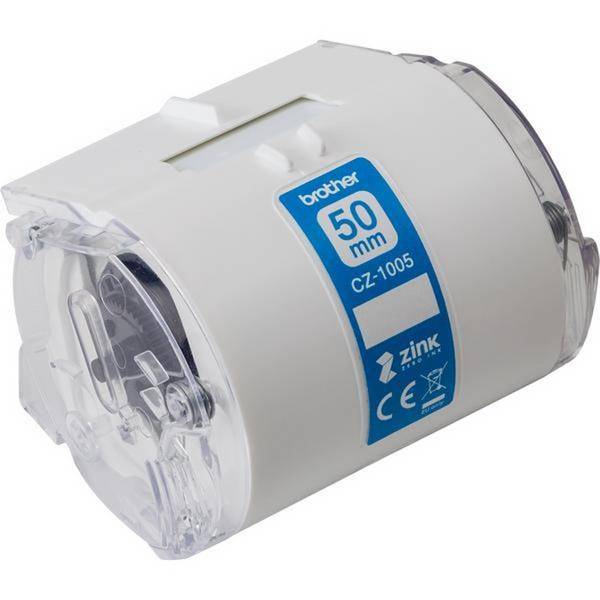 Brother CZ-1005, Farbetiketten (ZINK), endlos, Thermo-Folie, 50mm x 5m, permanent
