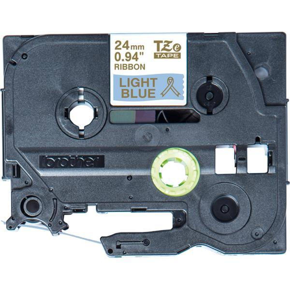 Brother TZe-RL54, Textilband (Geschenkband), gold auf hellblau, nicht klebend, 24 mm x 4 m-0