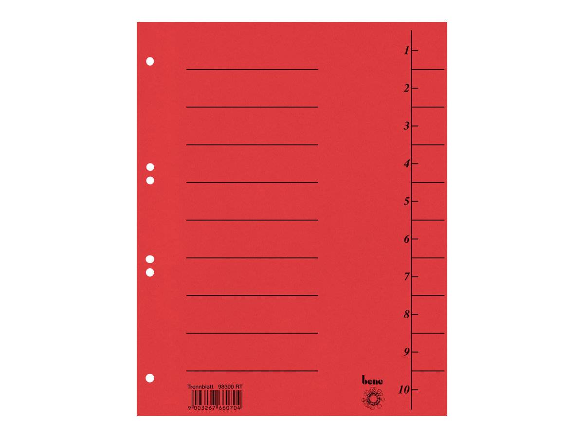 ESSELTE LEITZ - bene - Trennelement - für A4 - mit Register - Rot (Packung mit 50)-0