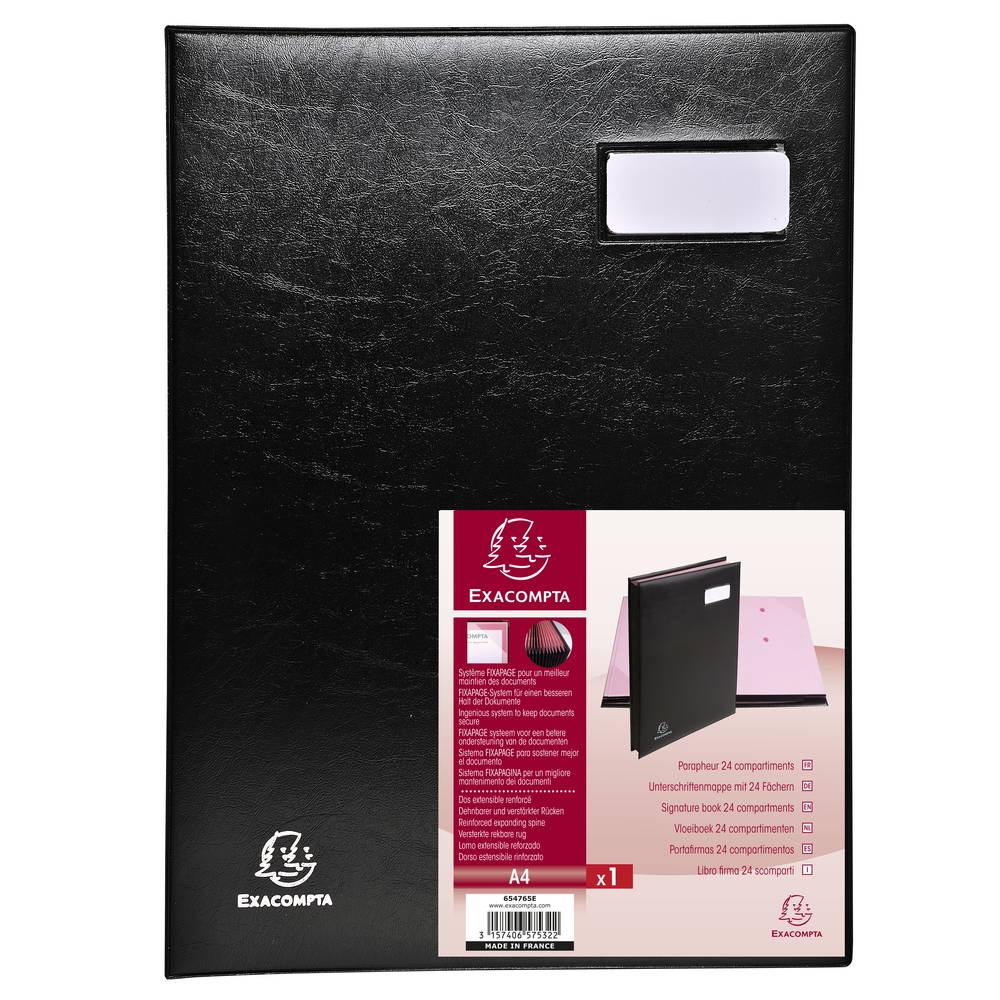 Exacompta Unterschriftenmappe L'Expanse 24 Fächer Format 24x32cm Schwarz 654765E-3