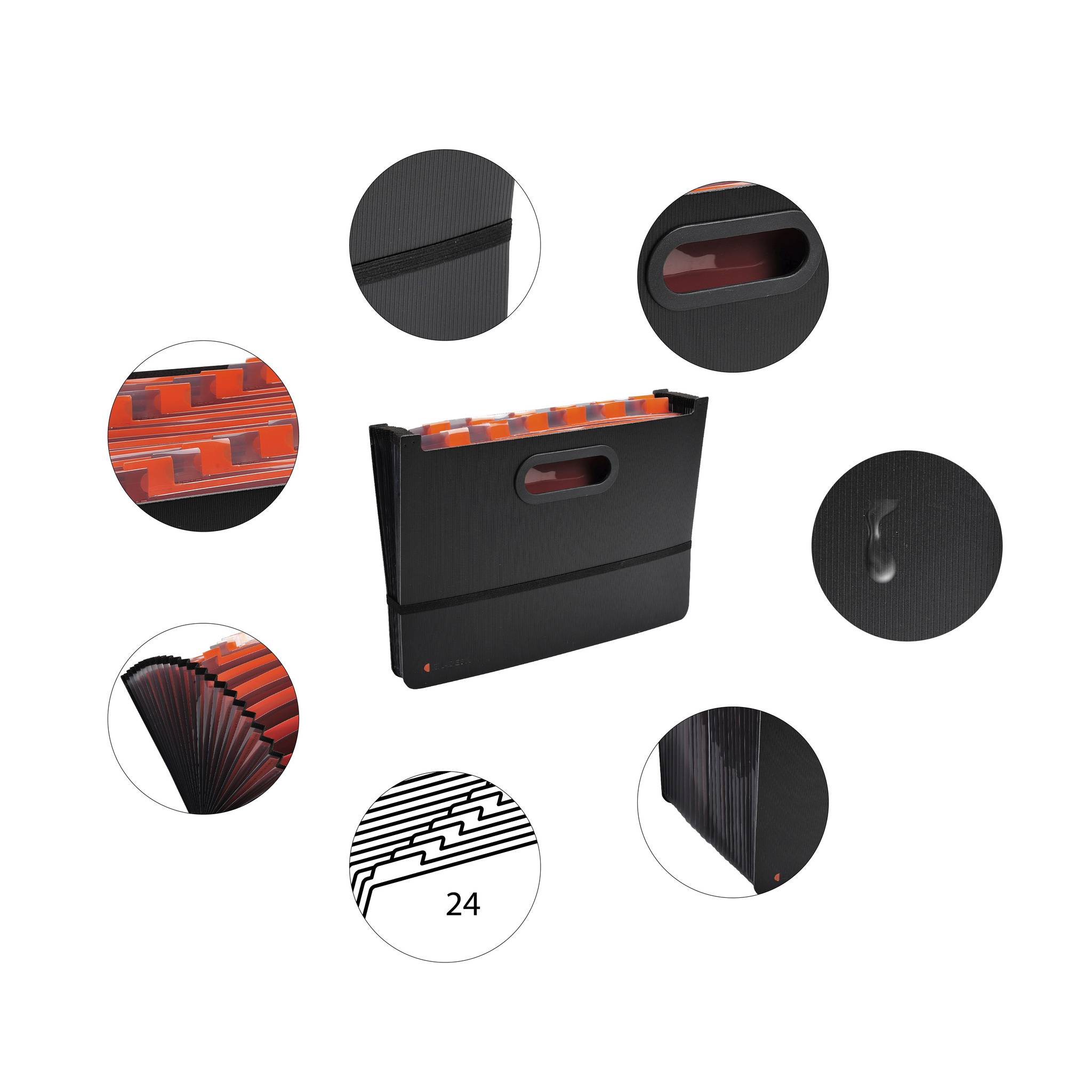 Exacompta 4x Fächermappe dehnbar 24 Fächer Exadesk Exactive A4 Schwarz 58934E-4
