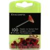 Exacompta 14504E Blisterbox mit 100 Stück Flachkopfnadeln, Ø5mm, Spitze 8mm - Rot