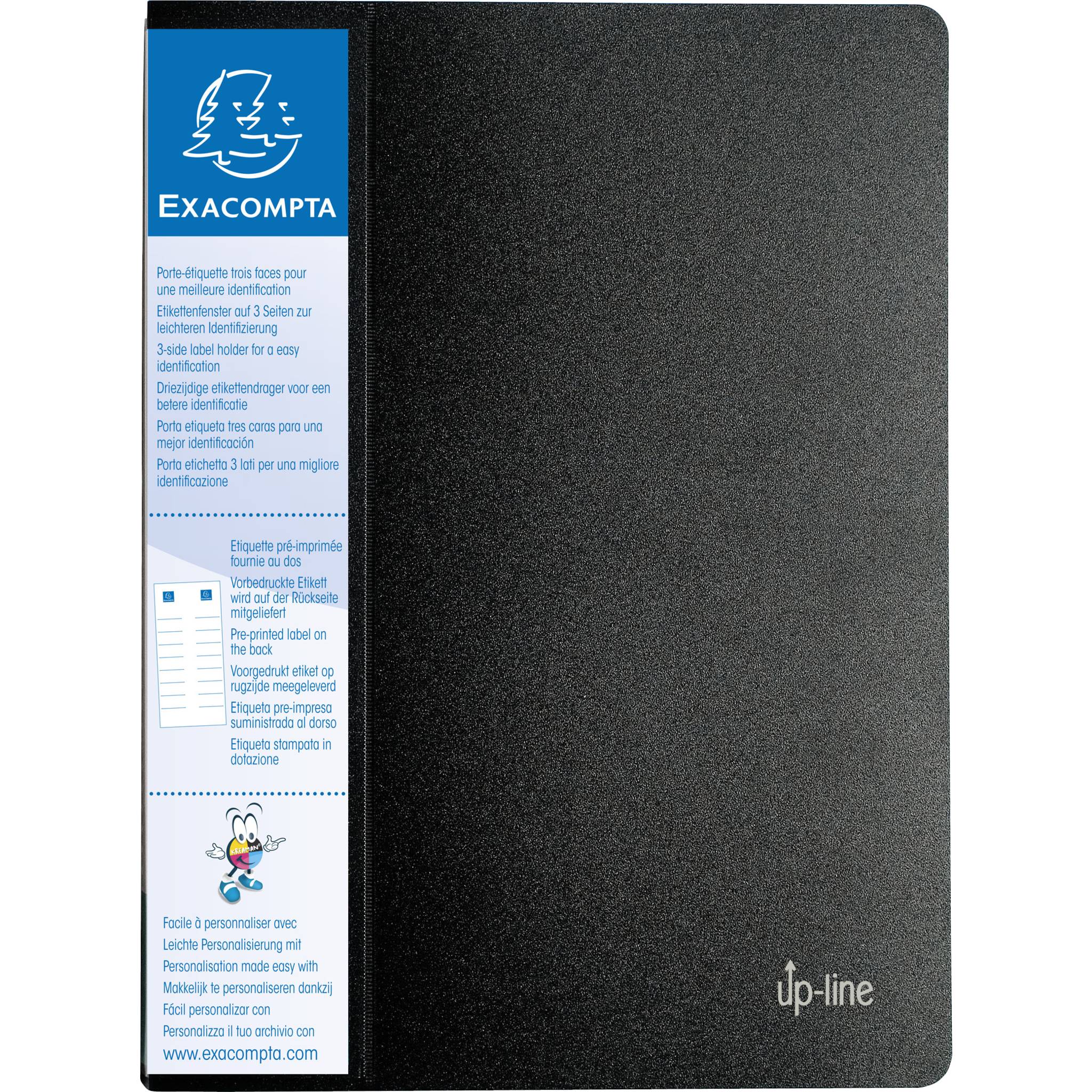 Exacompta 12x Sichtmappe Up Line PP Etikett 3 Seiten 40 Hüllen A4 Schwarz 88401E-0