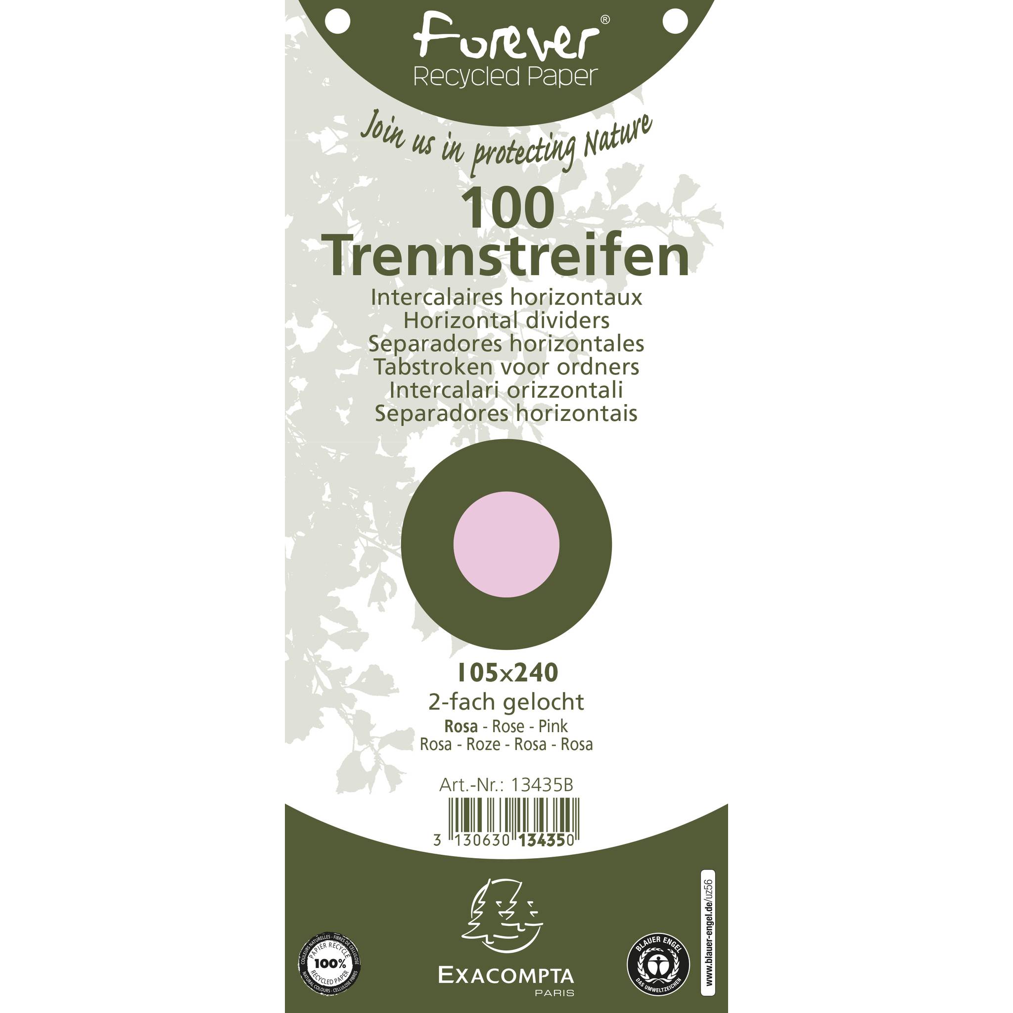 Exacompta 12x 100 Trennstreifen 2-fach gelocht RC Kart 105x240mm Rosa 13435B-4