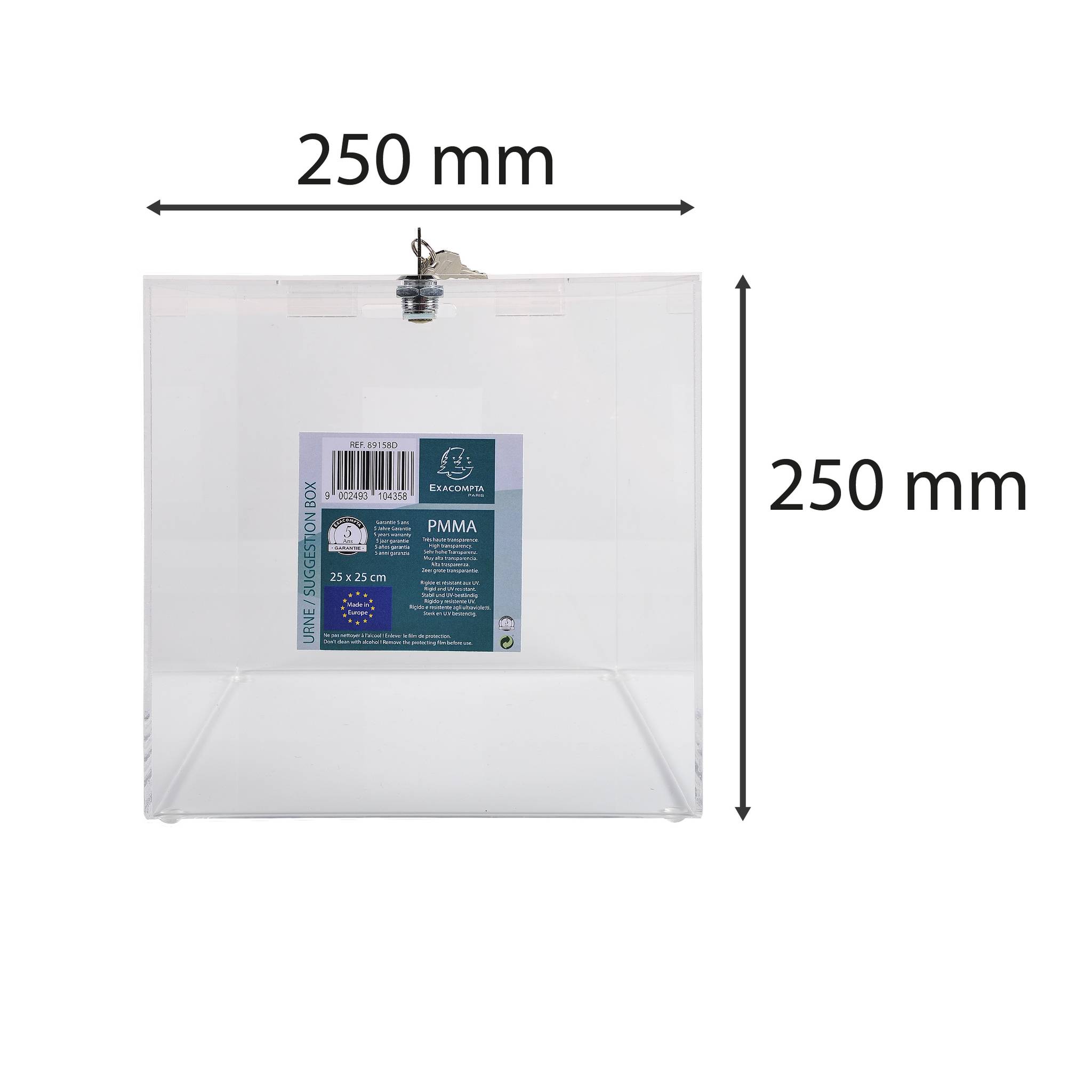 Einwurfbox 25x25x25cm abschließbar glasklar-4