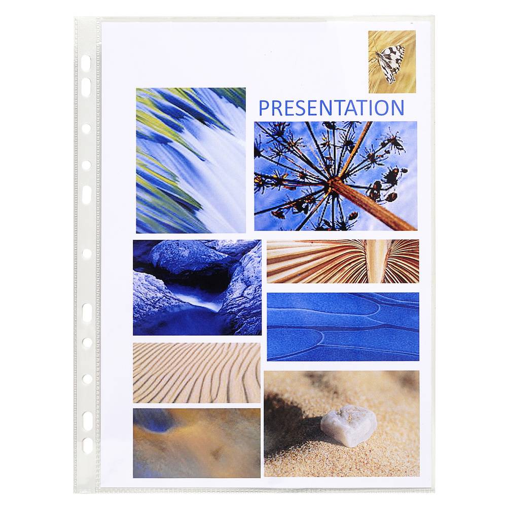Exacompta Pack 100 Prospekthüllen gelocht glattem PVC 80µ A4 hoch Kristall 3194E-1