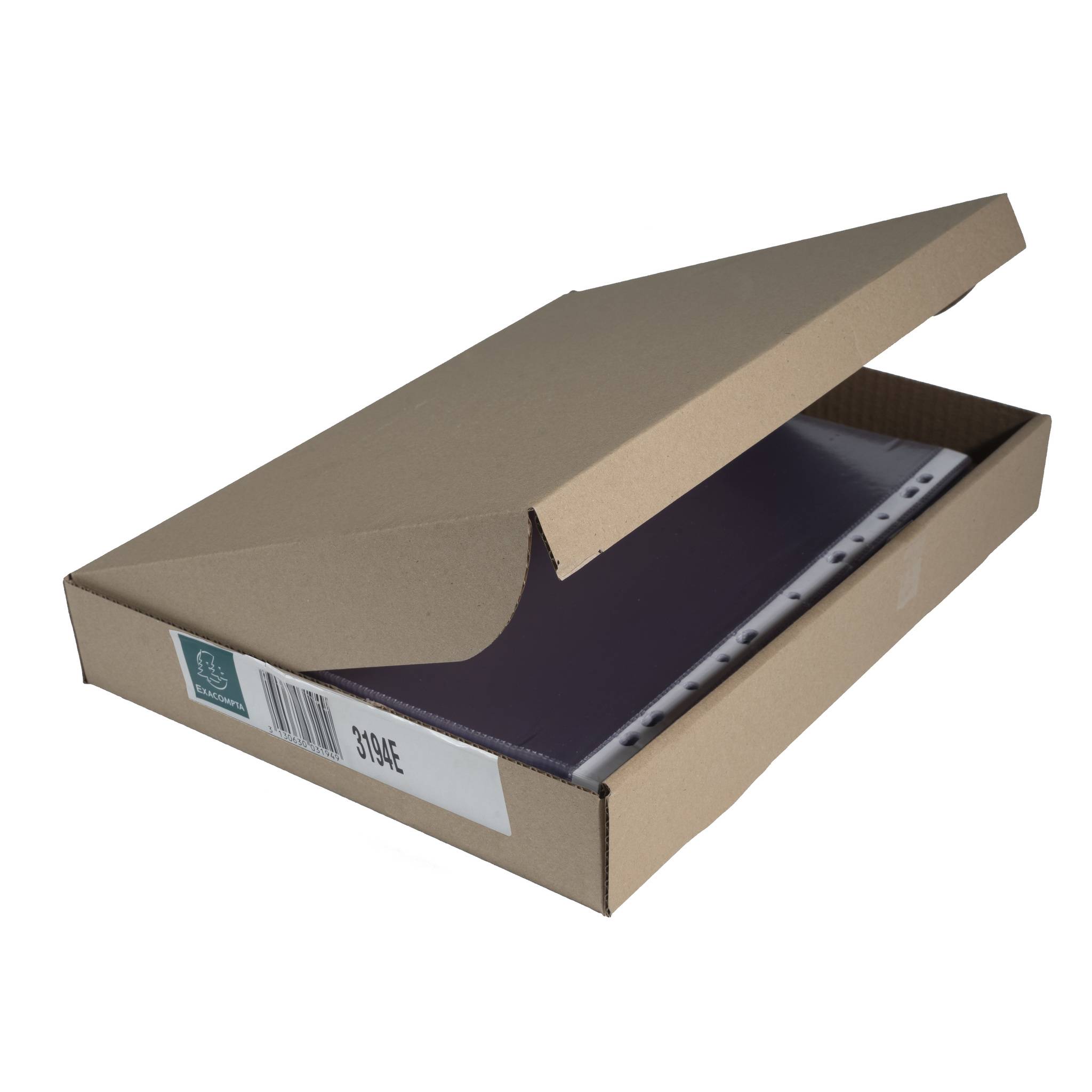 Exacompta Pack 100 Prospekthüllen gelocht glattem PVC 80µ A4 hoch Kristall 3194E-3