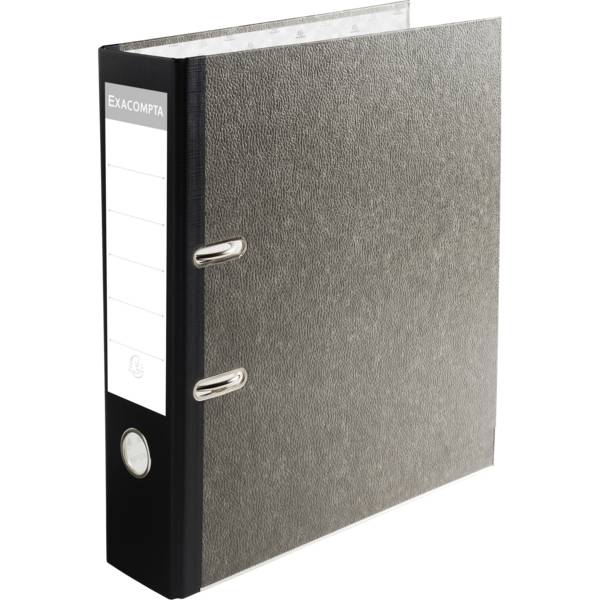 Exacompta 10x Ordner Wolkenmarmor 2Ring 80mm Rücken A4 schwarz 53681E
