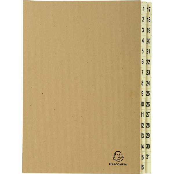 Exacompta Ordnungsmappe mit 31 Fächern von 1-31 Kraft, A4, Kraft braun, 22219E