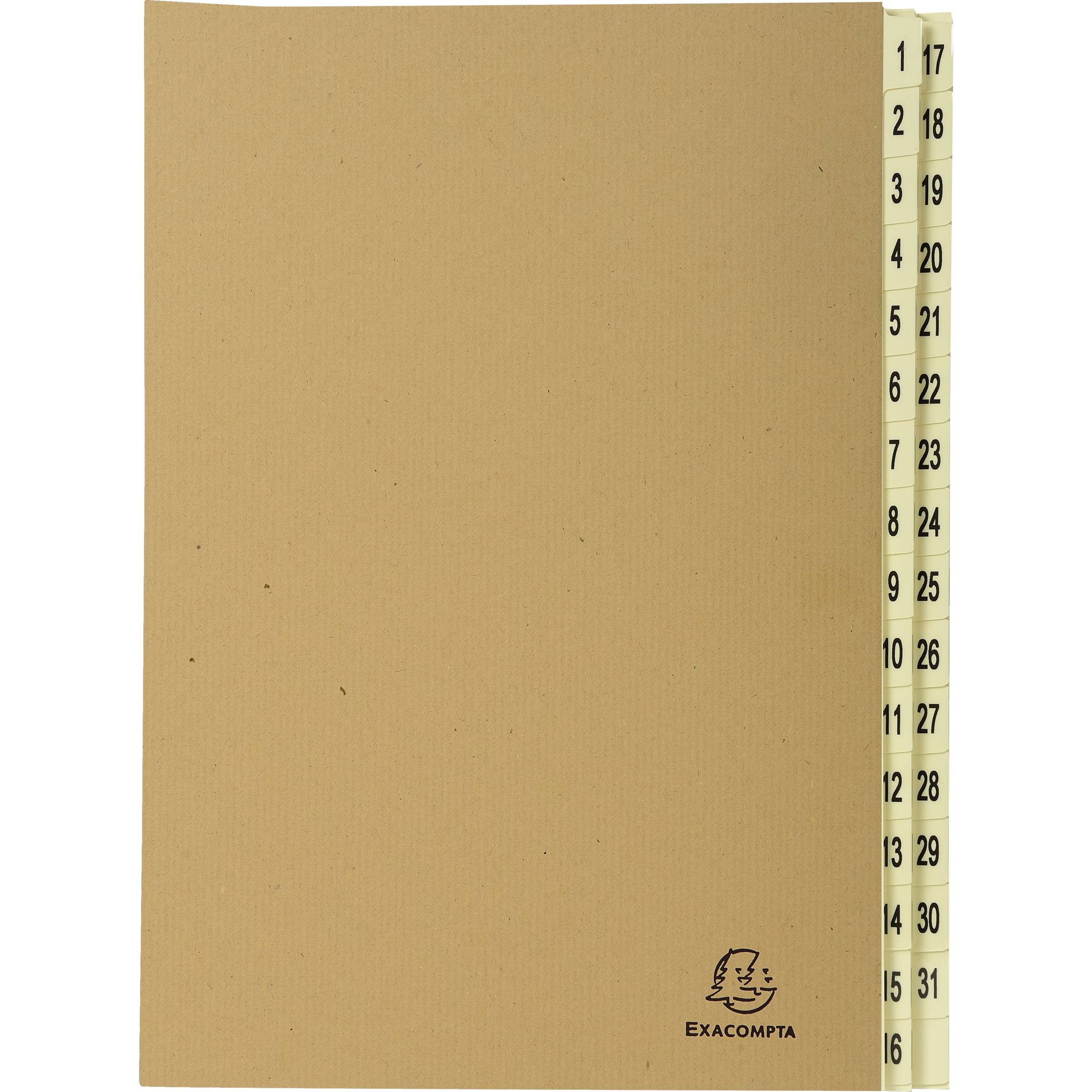 Exacompta Ordnungsmappe mit 31 Fächern von 1-31 Kraft, A4, Kraft braun, 22219E-0