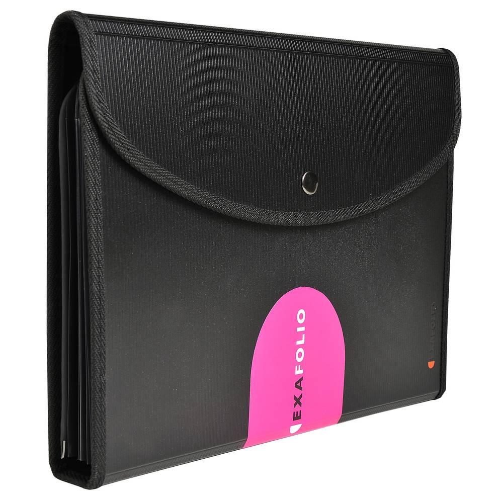 Exacompta 5x Fächermappe Notizblock Tasche 6 Fächer. 255x33cm A4 Schwarz 55834E-1
