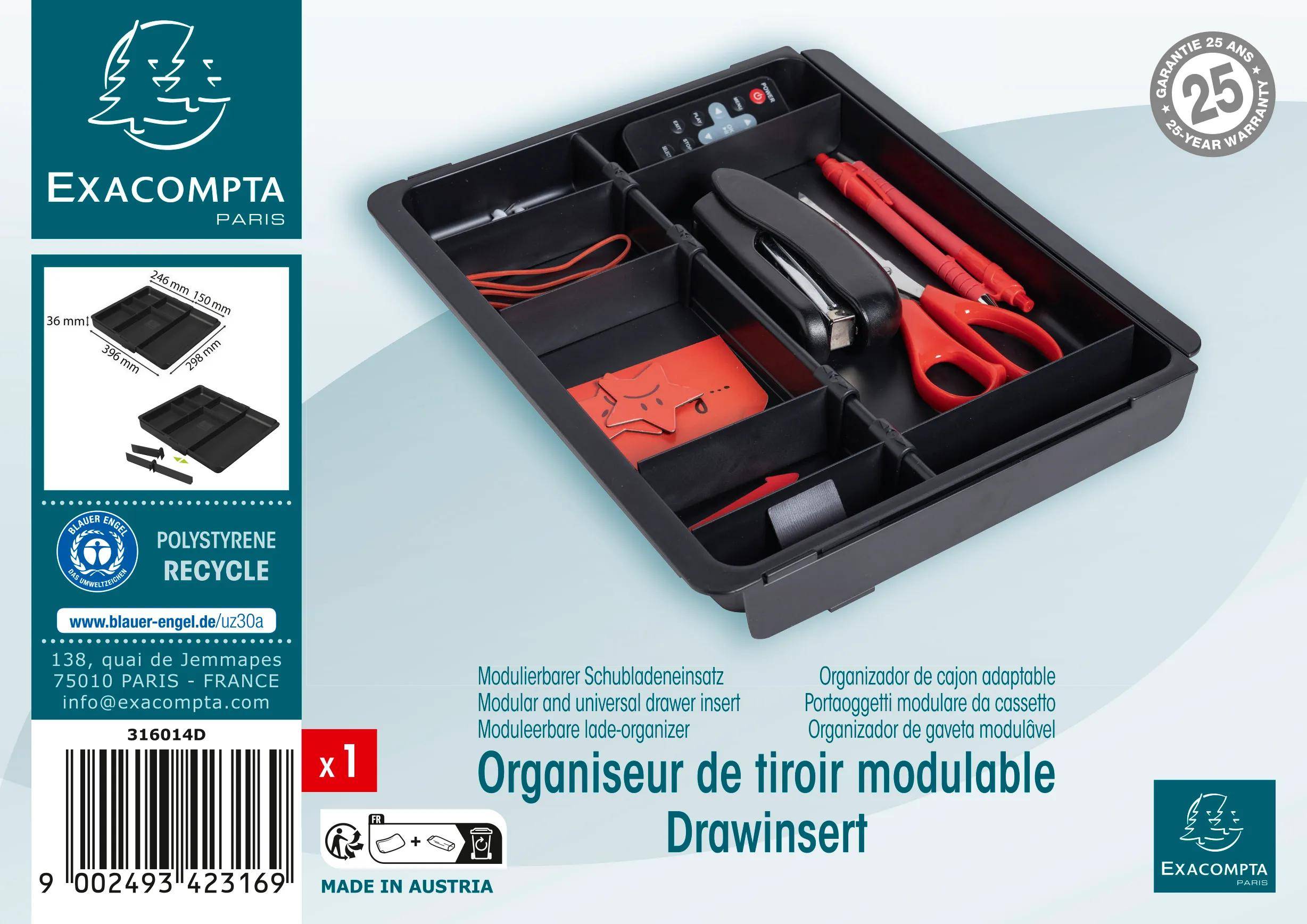 Exacompta 6x Schubladeneinsatz DRAWINSERT - Schwarz - 316014D-0