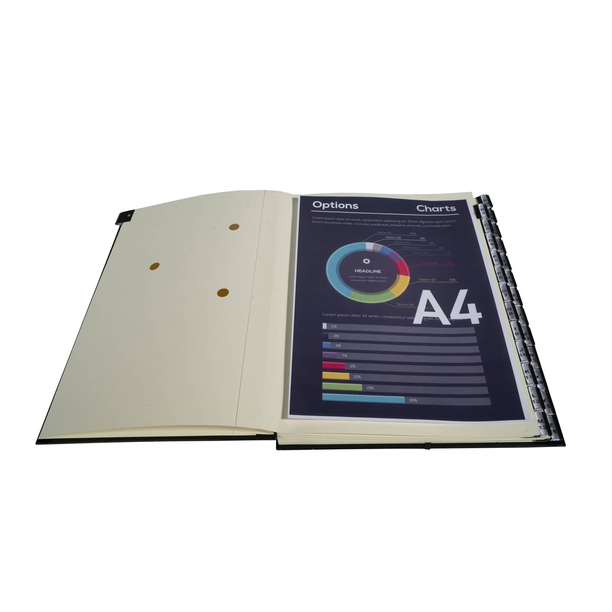 Exacompta Ordnungsmappe Deckel Gummizug dehnbar 26 Fächer A-Z A4 Schwarz 621765E-3