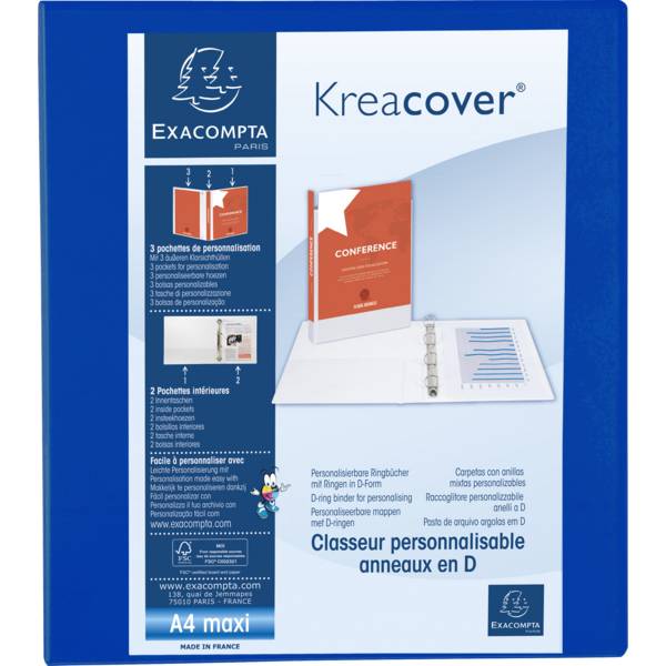 Exacompta 10x Ringbuch PP 23mm 4Ring 50mm D Rücken 75mm A4 Maxi Blau 51844BE