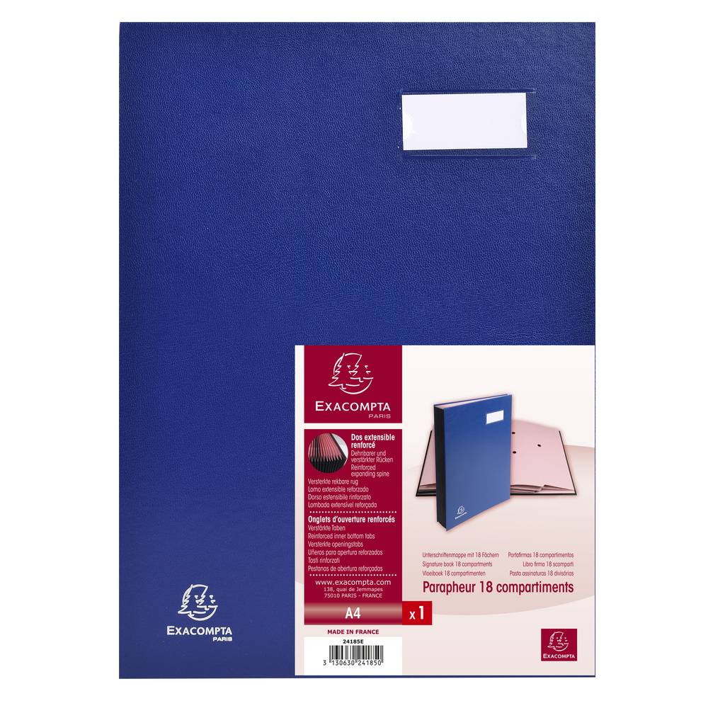 Exacompta Unterschriftenmappe Direktion, 18 Fächer, 24x32cm - Blau - 24185E-4