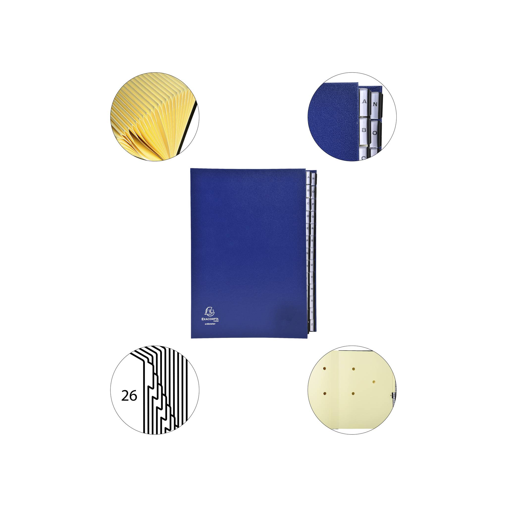 Exacompta Ordnungsmappe Deckel dehnbar 26 Fächer A-Z A4 Blau 621229E-4
