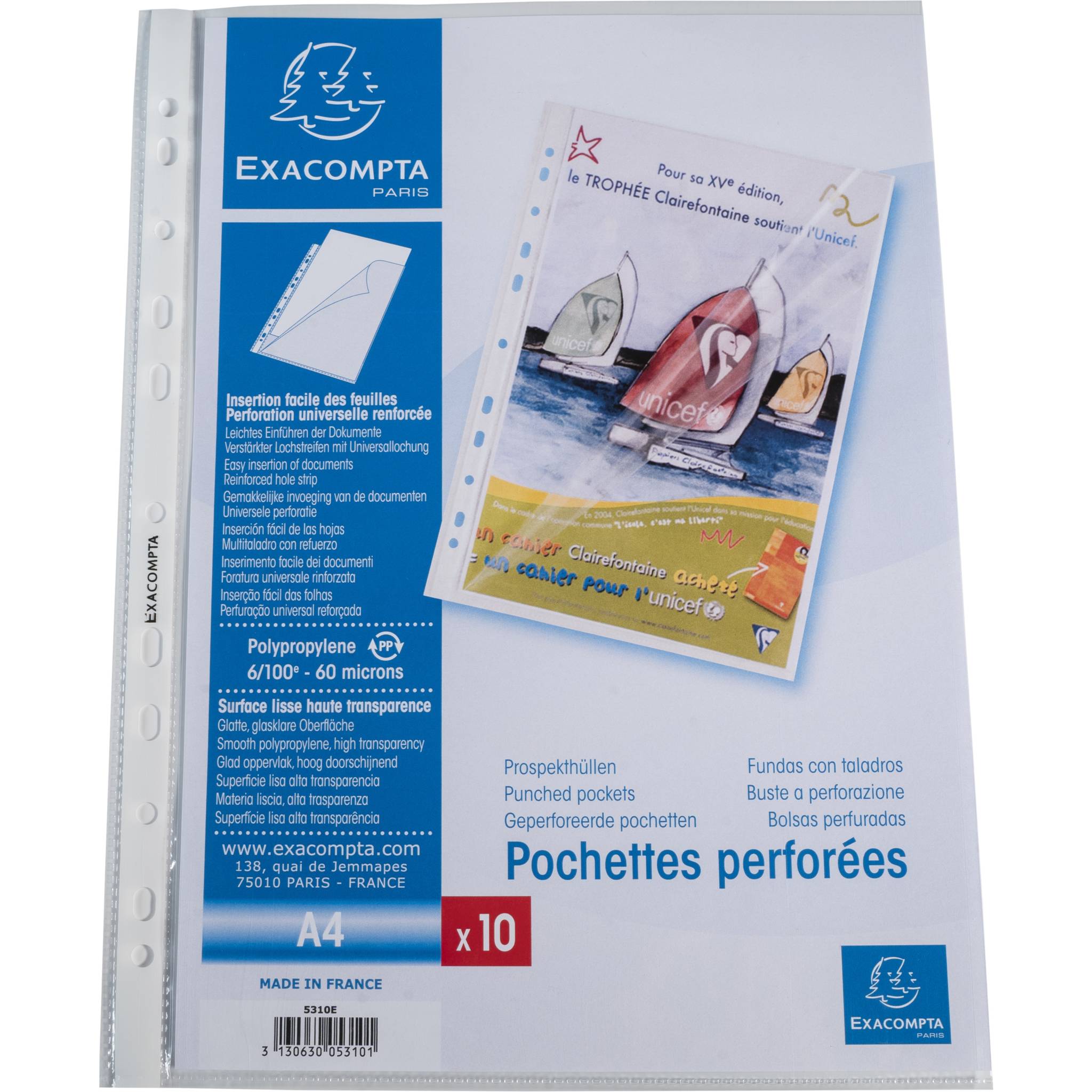 Exacompta 100x Prospekthüllen oben seitlich geöffnet glatt PP A4 Kristall 5800E-0